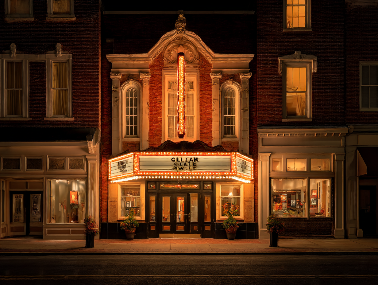 The grand exterior of the Gilliam Stage theatre